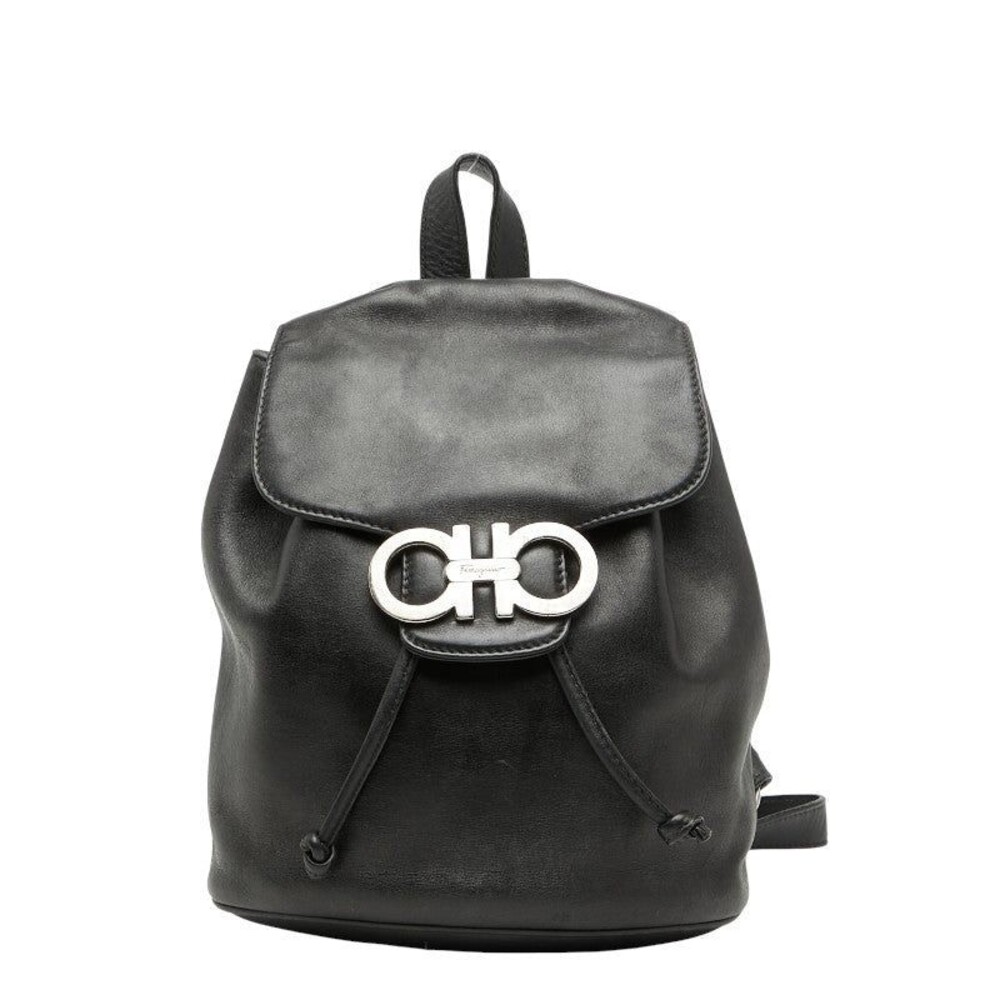 Salvatore Ferragamo Leather Gancini Backpack Black